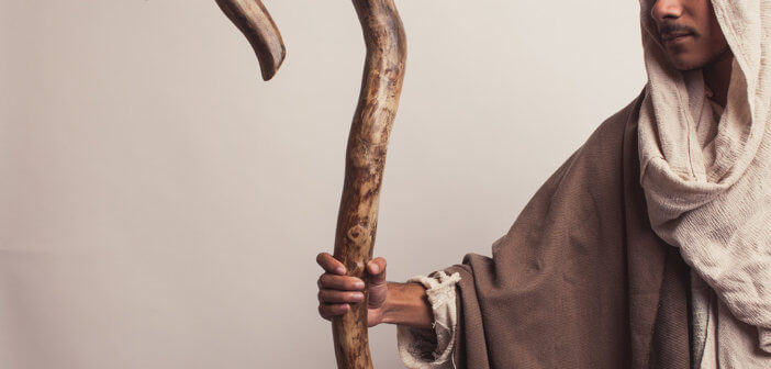 Shepherd holding a staff