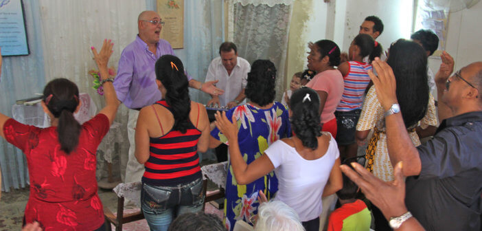 Worship service in a Latinx church