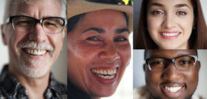 Four smiling faces