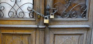 Chained and locked church doors