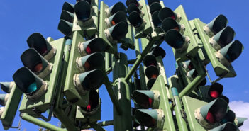 Traffic Light Tree sculpture by Pierre Vivant, 1998