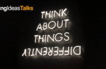 Episode 47: “The New Face of Missional Ministry” featuring Tom Berlin Neon sign reading THINK ABOUT THINGS DIFFERENTLY with differently spelled upside down