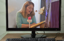 Becoming a Church Without Walls Desktop computer displaying online worship