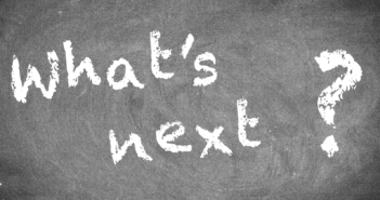 What's next? written in chalk on a blackboard