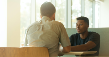 Two people in conversation