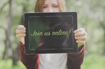3 Strategies for Doing Church Online Person holding a tablet computer that reads JOIN US ONLINE