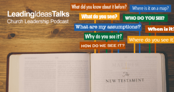 The words Who? What? When? Where? How? pointing to an open page of the New Testament