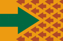 Conquering the Challenges of Change A big right-pointing arrow in tension with many small left-pointing red arrows