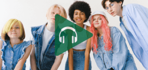 Diverse group of Zoomer friends
