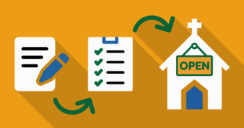 Graphic illustrating steps from mission statement to checklist to open church