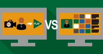 Graphic representing broadcasting vs videoconferencing