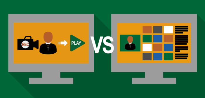 Graphic representing broadcasting vs videoconferencing