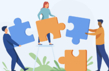 What Excuse Do You Have for Not Delegating More? Illustration of people putting giant puzzle pieces together