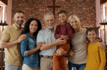 Intergenerational family in church