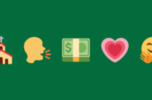 7 Ways to Make it Easier to Talk about Money in Church Emoji representing church + speaking + money + growing love + joy