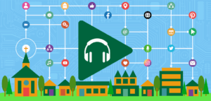 Graphic representing a church influencing their community through digital technology