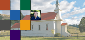 Photos of a rural church and Allan Stanton