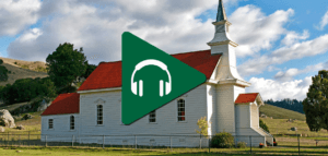 Rural church with a red roof