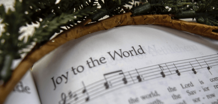 Hymnal open to Joy to the World