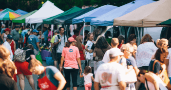 Pop-up tents at a community fair