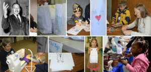 Collage of activities at a MLK Morning of Service event