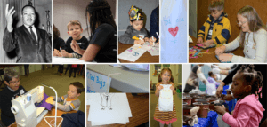 Collage of activities at a MLK Morning of Service event