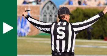 Photo of a referee at an American football game