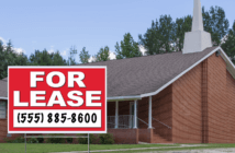 Key Considerations When Leasing Building Space to Outside Groups For Lease sign outside of a church
