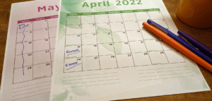 Monthly calendars with all Sundays marked as Easter