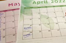 Monthly calendars with Sundays marked as Easter