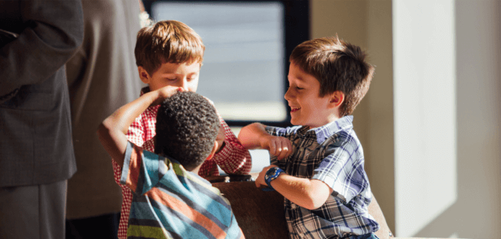 Young children in church