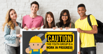 THIS YOUTH GROUP IS A WORK IN PROGRESS construction sign