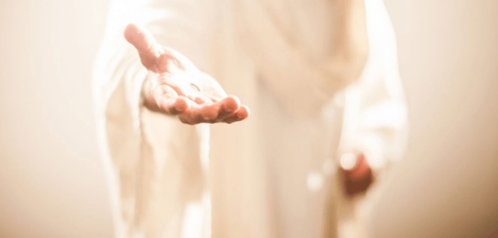Image of Jesus holding out a welcoming hand