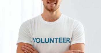 Smiling volunteer