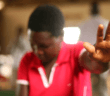 Person worshipping in a small-congregation church
