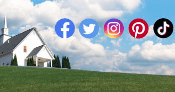 Church building and social media icons