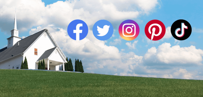 Church building and social media icons
