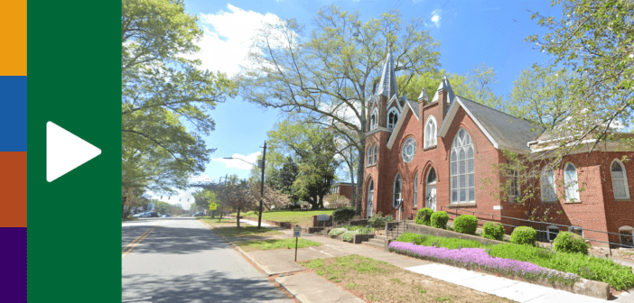 Church building by the road