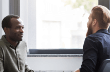 Two people in conversation