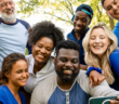 Diverse group smiling for a selfie