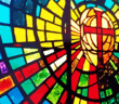 Stained glass window of a cross