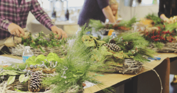 Making Christmas wreaths