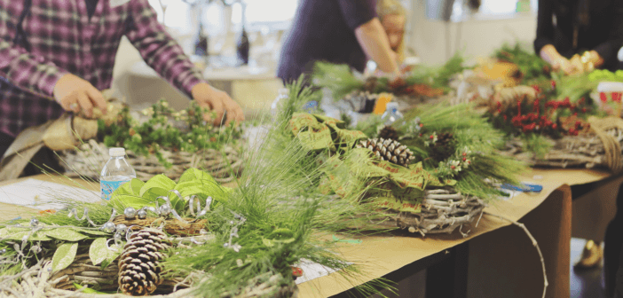 Making Christmas wreaths