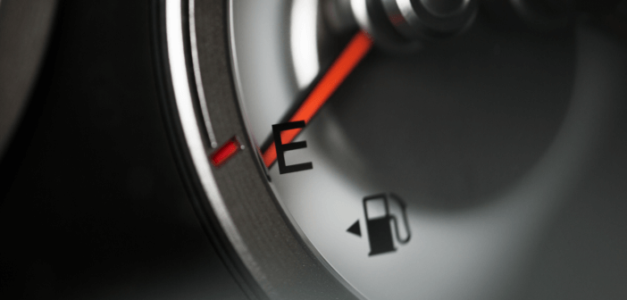 Gasoline gauge nearing empty