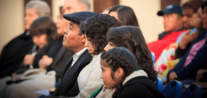 Family at a worship service