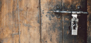 Padlocked church door