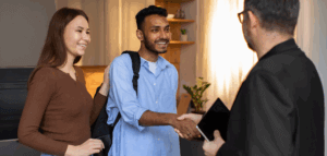 People meeting the new pastor