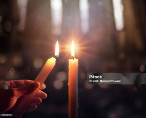 Lighting an advent candle