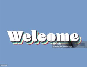 Welcome. Retro lettering stock vector illustration. Retro lettering. Invitation or greeting card stock illustration.