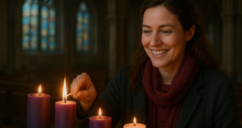 Lighting the Way: A Laity-Led Advent Service for Women Woman lighting Advent candles